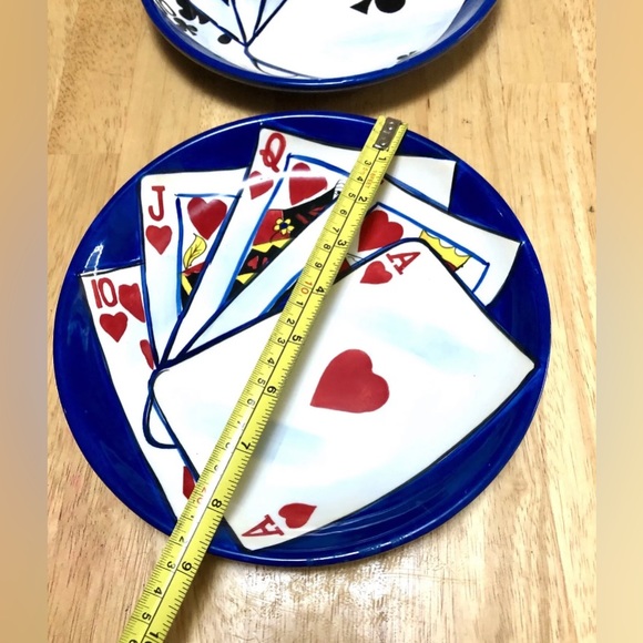Poker Royal Flush Salad Plates Stone Lite Dessert Plate 8" Set of 2 by Clay Art - Picture 5 of 5